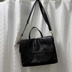 Kenneth Cole Reaction Satchel Crossbody Bag Flap Laptop‎ Work Black